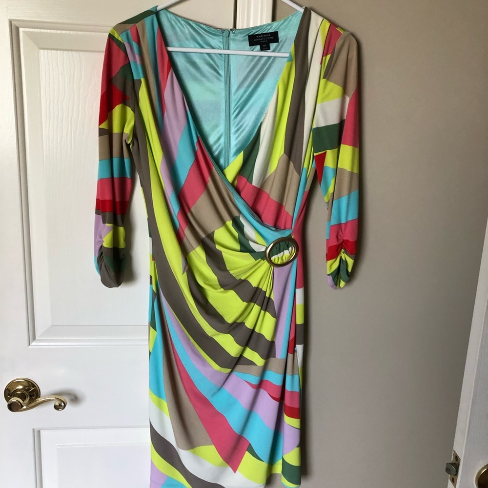 TAHARI Arthur S Levine Colorful Dress - Size 4P
